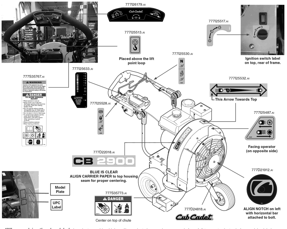Label Map Diagram and Parts List for CB2900 (24AE687F010)(2018) Cub Cadet Sprayer